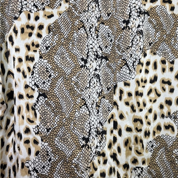 CAROLINE ROSE Vintage 100% Silk Long Tunic Blouse Top Shirt Leopard Snakeskin L - Picture 5 of 17